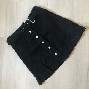 Zara Black Suede Mini Skirt with Belt (Size S)
